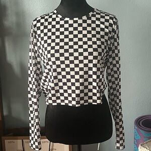 Checkered Black and White Women's Top